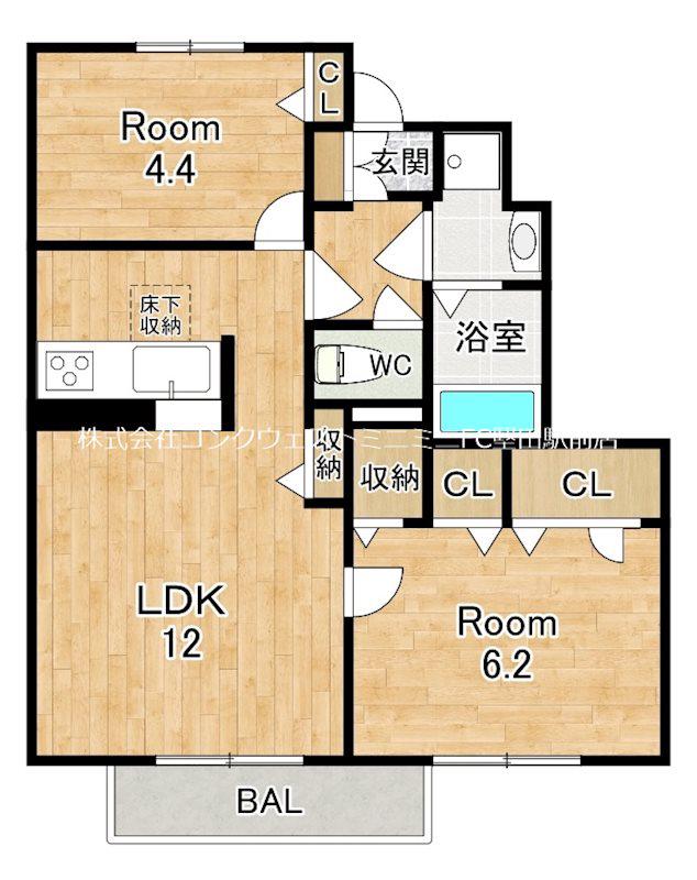 FOUR LEAF(2LDK/1階)の間取り写真