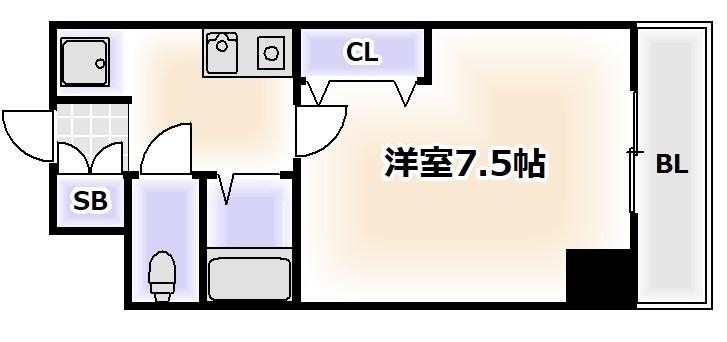 シティアーク山城(1K/4階)の間取り写真