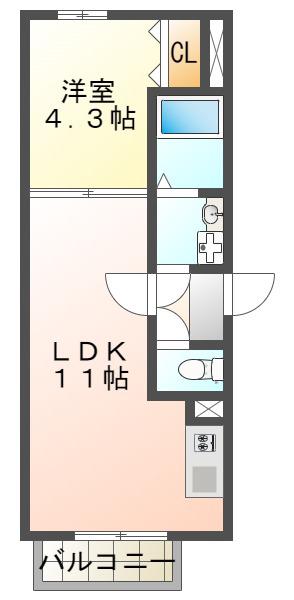 ミラージュ垂水(1LDK/3階)の間取り写真