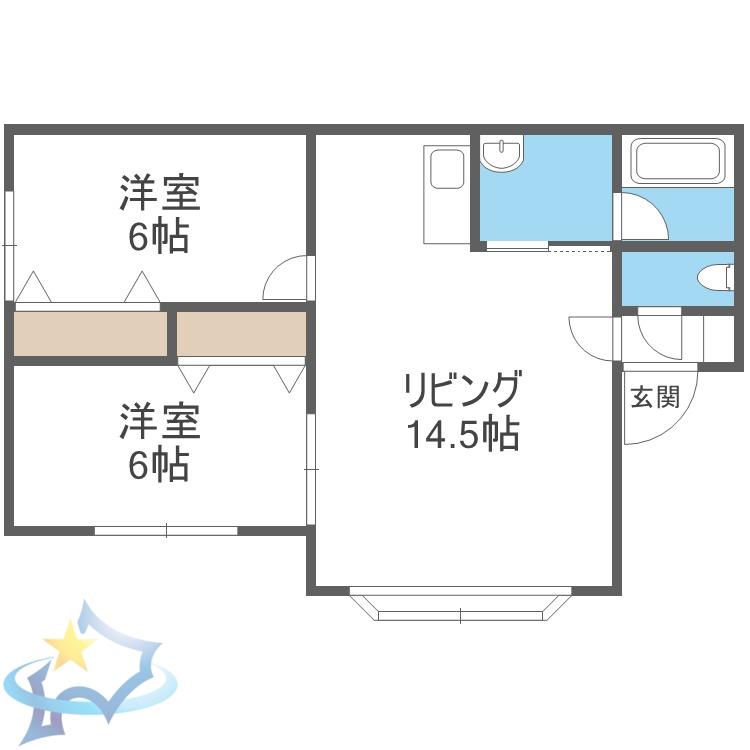 モデュロール西野I(2LDK/3階)の間取り写真