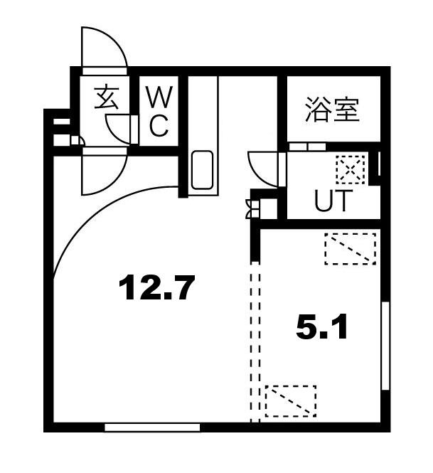 PROUD厚別中央(1LDK/1階)の間取り写真