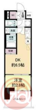 セレニテ難波グランデノール(1DK/5階)の間取り写真