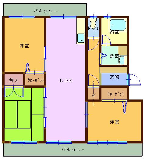 クレセール清水亀井(3LDK/2階)の間取り写真
