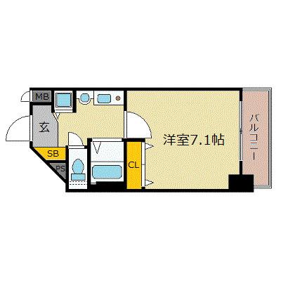 プレサンス名古屋城前(1K/7階)の間取り写真