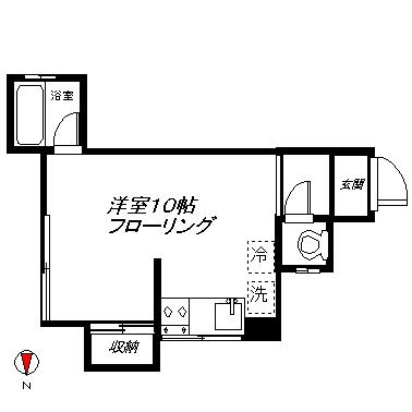 大渕荘(ワンルーム/1階)の間取り写真