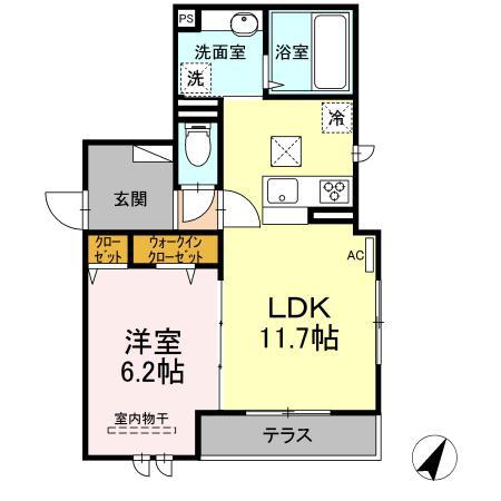 プランハイライズ 居住用(1LDK/1階)の間取り写真