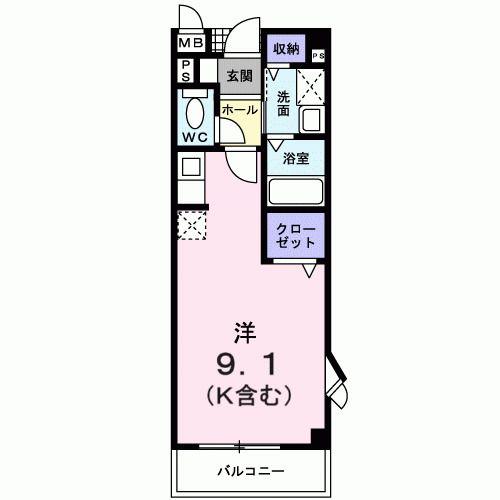 カーサ・プラシード(ワンルーム/2階)の間取り写真