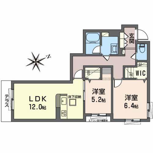 GRANDIR ウエスト(2LDK/3階)の間取り写真
