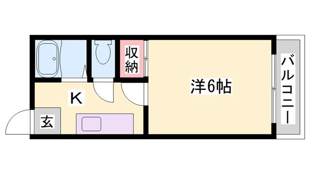 キューブM&M(1K/2階)の間取り写真