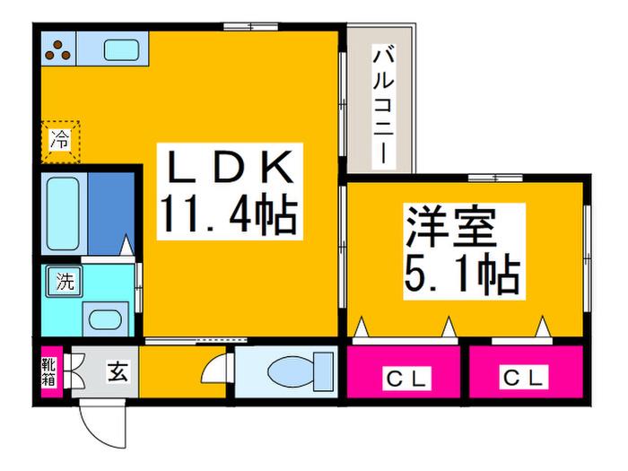 NORTE CASA(1LDK/2階)の間取り写真