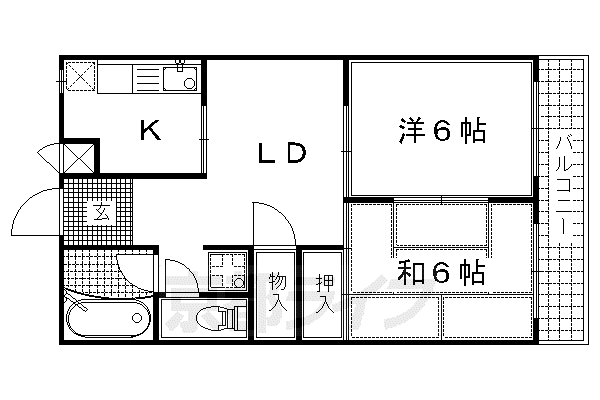 クレセント21(2LDK/1階)の間取り写真