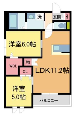 UP SLOPE(2LDK/2階)の間取り写真