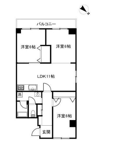 トーカンマンション反町(3LDK/4階)の間取り写真