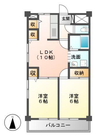 藤パレス(2LDK/1階)の間取り写真