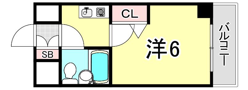エスリード西宮(1K/10階)の間取り写真
