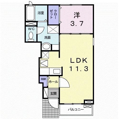 バンブー・ビレッジ(1LDK/1階)の間取り写真