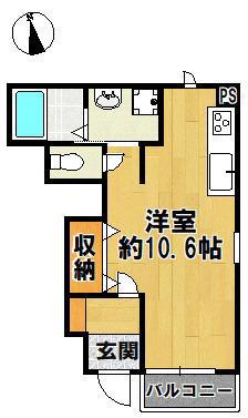 グレイス井沢I(ワンルーム/1階)の間取り写真