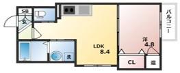 GRANDIR出来島(1LDK/1階)の間取り写真