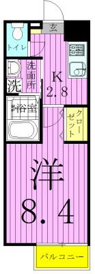 サンハイム(1K/2階)の間取り写真