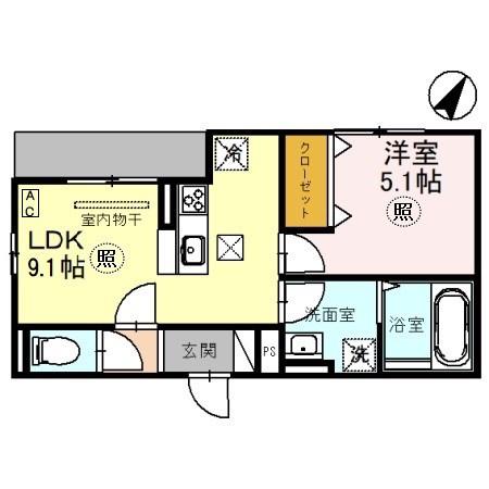 フルール花隈(1LDK/3階)の間取り写真