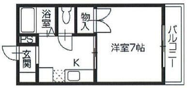フレグランス翼(1DK/2階)の間取り写真