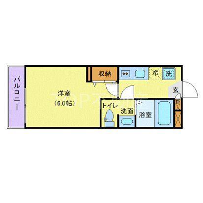 ルッシェロ稲毛(1K/1階)の間取り写真