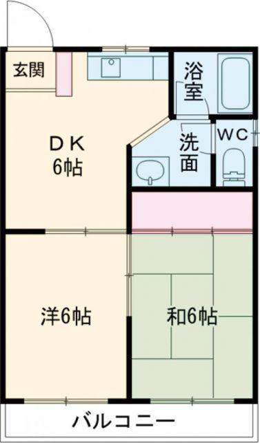 コーポサウス(2DK/1階)の間取り写真