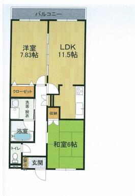 タウンコート駅南(2LDK/2階)の間取り写真