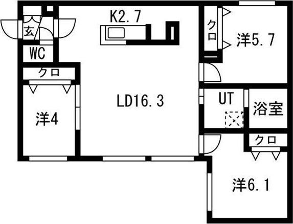 MAISON CHOU CHOU平岸(3LDK/3階)の間取り写真