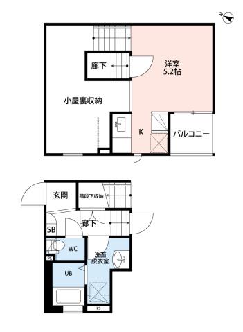 シービー北柏ウイング(ワンルーム/2階)の間取り写真
