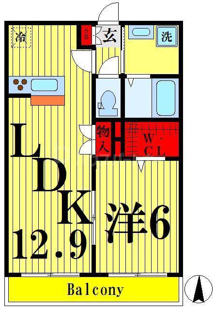 ディアコート(1LDK/3階)の間取り写真