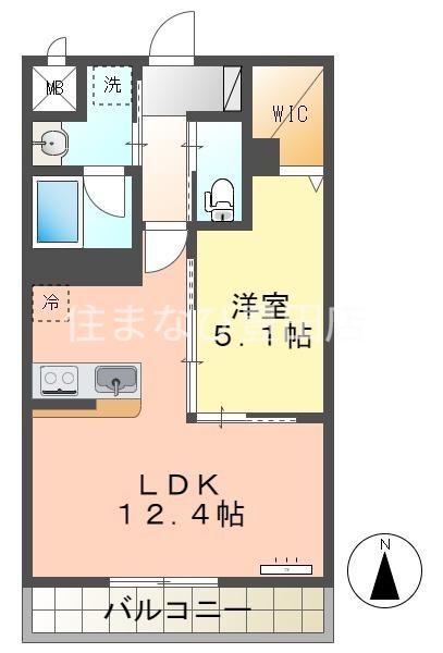 第三平野レジデンス(1LDK/2階)の間取り写真