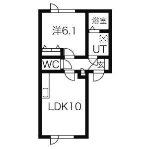 ウィンドミル東苗穂(1LDK/2階)の間取り写真