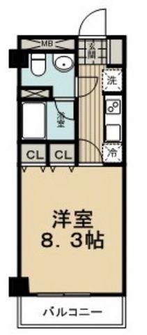 セジュール市ヶ尾(1K/6階)の間取り写真