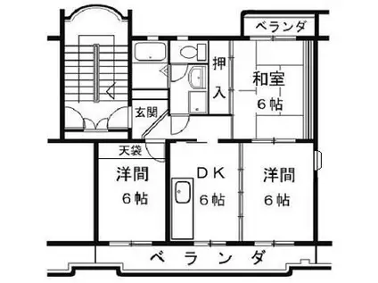 サンドリームB(3DK/2階)の間取り写真