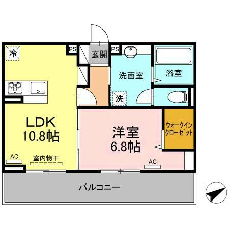 ロイヤル サン B棟(1LDK/2階)の間取り写真