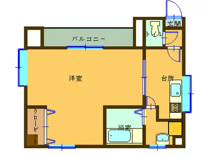 オレンジコーポ(1K/1階)の間取り写真