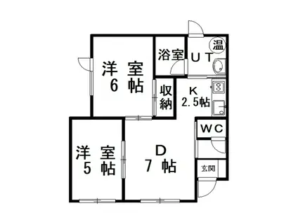 ボヌール幸(2LDK/1階)の間取り写真