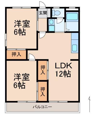 レジデンス粟(2LDK/4階)の間取り写真