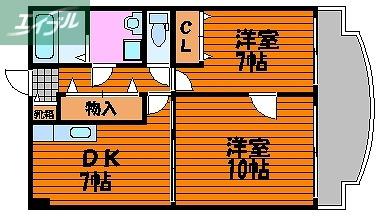 アークハイツ鹿田(2DK/7階)の間取り写真