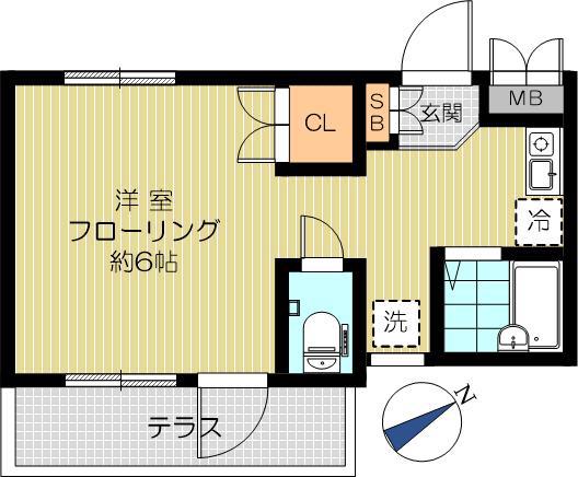 エーデルハイム夏目坂(ワンルーム/1階)の間取り写真