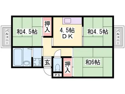 土井ハイツ(3DK/2階)の間取り写真