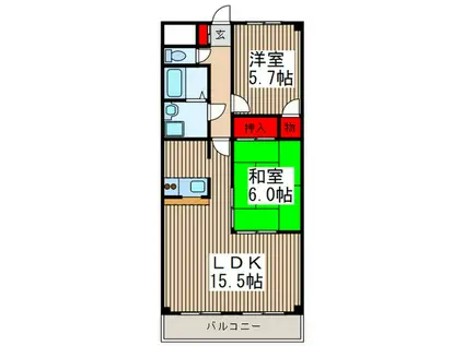 サンプレミール浦和(2LDK/1階)の間取り写真