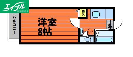 ロイヤルハイネス三田 B(1K/1階)の間取り写真