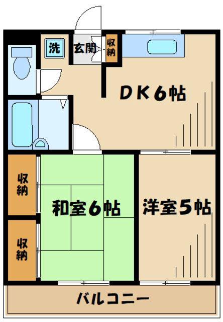 プリンスコート(2DK/2階)の間取り写真