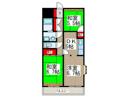 エクセレント新秋津(3DK/1階)の間取り写真