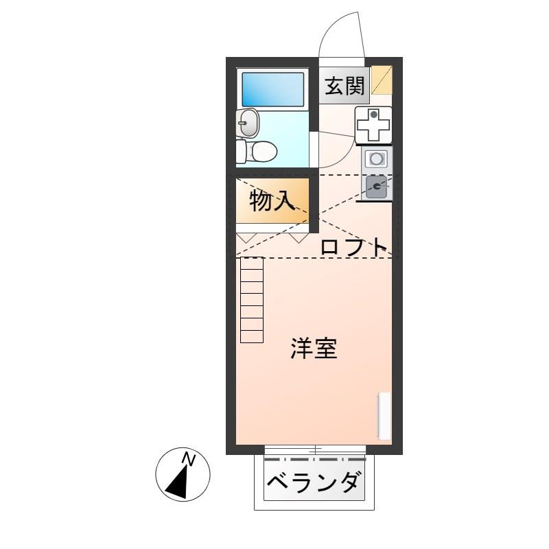 コーポ里美II(ワンルーム/2階)の間取り写真