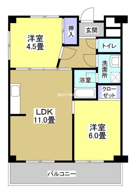 サンレイク和泉(2LDK/6階)の間取り写真
