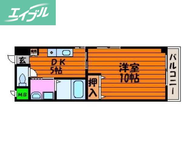 コザックス(1DK/5階)の間取り写真