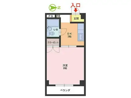 文6ホームズ(1DK/3階)の間取り写真